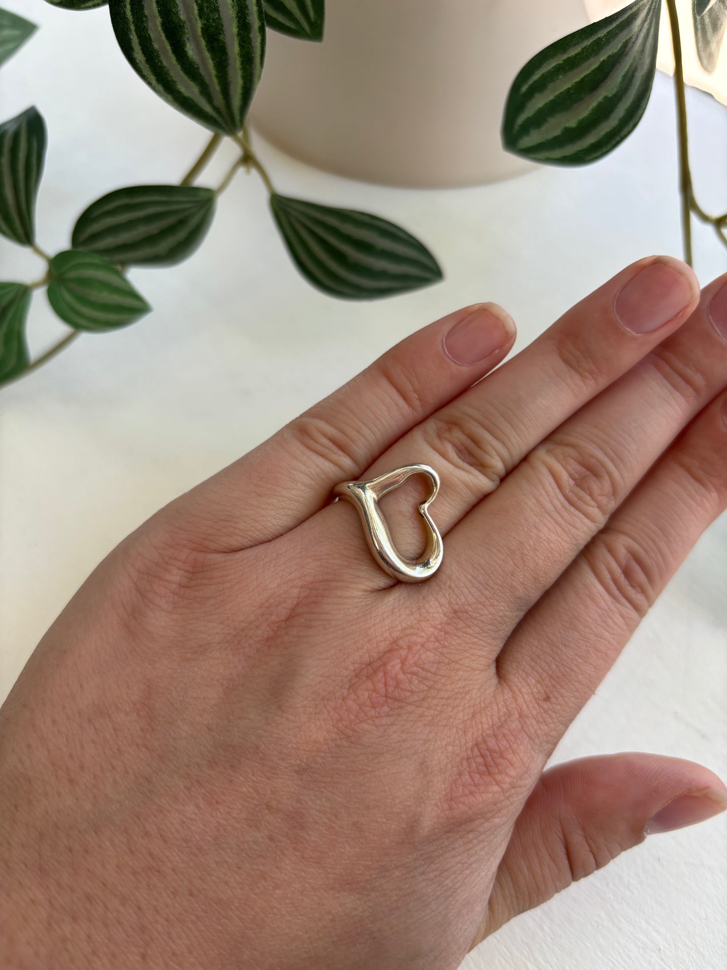 Tiffany & Co. Elsa Peretti Open Heart Sterling Silver Ring
